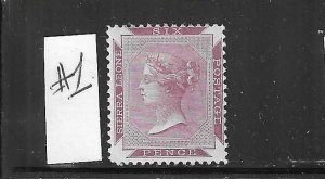 SIERRA LEONE #1 1859-74 6P (REDDISH LILAC)- PERF 14 UNWMK- MINT LIGHT HINGED