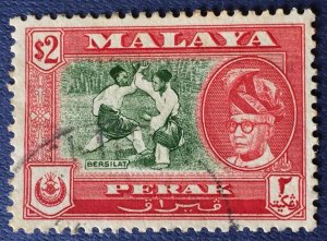 MALAYA 1957 PERAK Sultan Yussuf Izzuddin Shah Definitive $2 F USED SG#160 M5334#