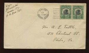 Canal Zone Scott 46 Mt. Hope Overprint Used Pair of Stamps on Cover (CZ46-cvr3)