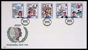 JERSEY SC#356-360 INTERNATIONAL YOUTH YEAR/Scouting (1985) FDC