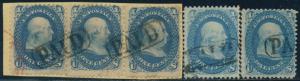 #63 (5) USED FINE WITH PAID CANCELS CV $277.50 BQ8421