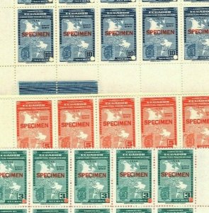 Ecuador COLOUR TRIAL 1946 AIR MAIL Stamps SPECIMEN 3s-10s Blocks UM MNH{30} MB28