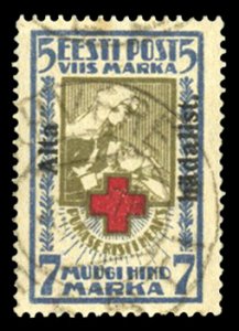 Estonia #B12 Cat$160, 1923 Red Cross, 5+7m, used, signed Vaher, Dr. P.Jem