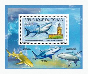 Chad 2012 Imperf. Sharks & Lighthouses Full No. 2539 A- 2542 A - BL. 423 - 426-