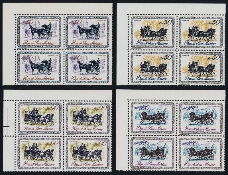 San Marino 703-9 TL Blocks MNH Horse & Coach