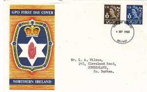 Great Britain FDC 1968 Northern Ireland Scott #8, #10 Definitives Posted to C...