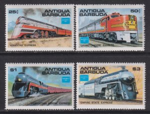 1986 Antigua & Barbuda Ameripex '86 Locomotive set MNH Sc# 934 / 937 CV $7.20