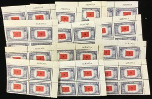 918  Albania Overrun Nations Flags  World War II   25 MNH 5c plate blocks   1943