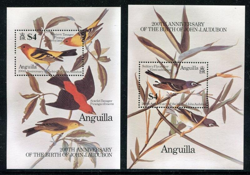 Anguilla 617-618, MNH, Birds, Audubon Birth Bicentenary. 1985. x29021