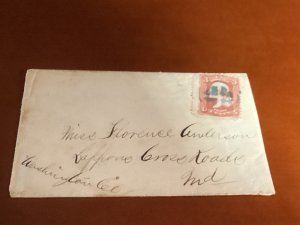 1864 incoming Lappon’s Cross Roads, MD cover #65 population was 20 Miss Anderson