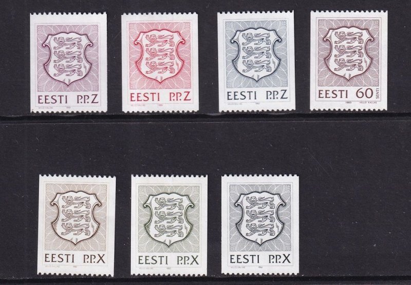 Estonia  #224-230  MNH  1993  National Arms coil stamps