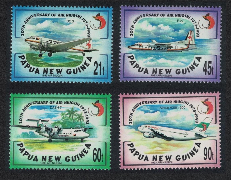 Papua NG Aircrafts 20th Anniversary of Air Niugini 4v SG#696-699