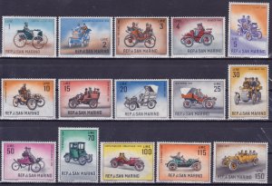 San Marino, 1962, Vintage Cars, #494-508, MNH++