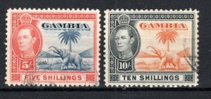 Gambia 1938-46 5s and 10s Elephant SG 160-61 FU