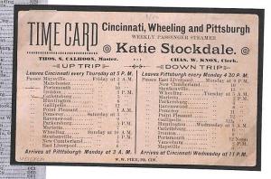 BE155 USA MARITIME Postcard PASSENGER STEAMER *Cincinnati Pittsburgh* Timetable 