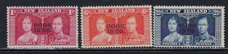 Cook Is 109-11 MNH 1937 KGVI Coronation (ha1383)