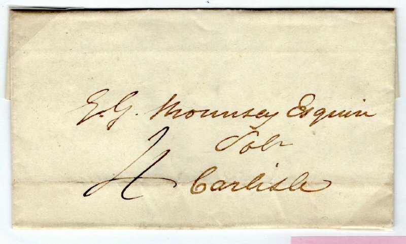 GB Cumberland Cover Carlisle Rated *4* *WIGTON* Curved Handstamp EL 1837 MZ80