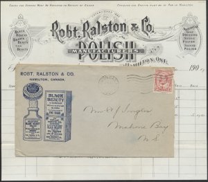 1907 Ralston Polishes Illustrated Advertising with Letterhead Enclosure Hamilton