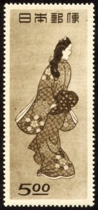 Japan #422  mh - 1948 Philatelic Week - art - ukiyoe - Moronobu