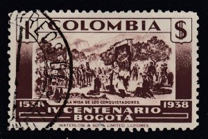 Colombia 1938 1p Red Brown Bogota 400th Anniversary Used. Scott 463