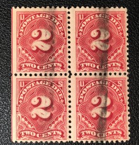 J62 a Postage Due 2c, 11 perf., NWM, Rose red, Block, Vic's Stamp Stash