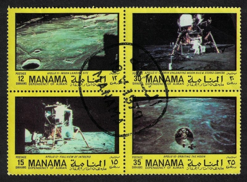 SALE Manama Apollo Program Space Exploration Block of 4 1972 CTO