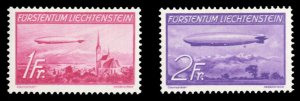 Liechtenstein #C15-16 Cat$70, 1936 Zeppelin, set of two, hinged