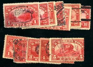 US #Q1 - Q12 SCV $183.60 F/VF used complete set, nice fresh colors, a few fau...