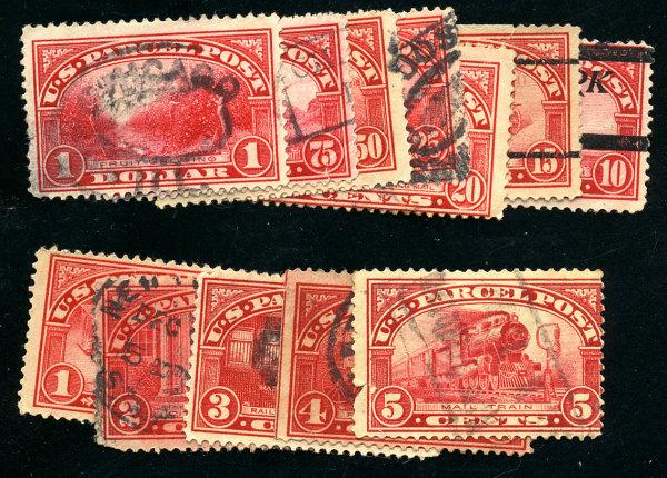 US #Q1 - Q12 SCV $183.60 F/VF used complete set, nice fresh colors, a few fau...