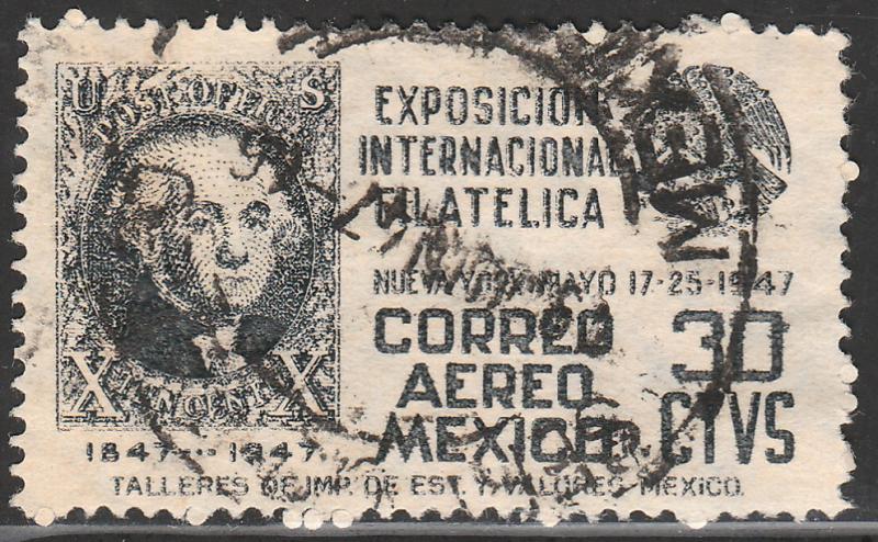 MEXICO C168, 30c Cent Intl Philat Exhib Arms & US#2 Used. F-VF. (895)