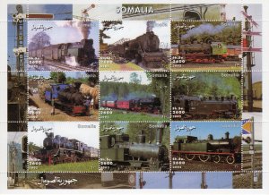 Somalia 2002 Trains-Locomotives Sheetlet (9) Perforated MNH
