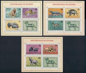 Guinea Scott #514a//518a MNH S/S's African FAUNA OVPT CV$15+