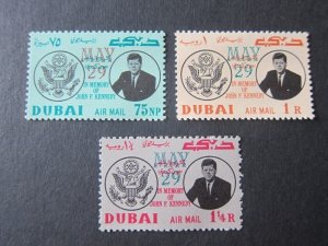 United Arab Emirates 1964 Sc 52-4 John F Kennedy set MNH