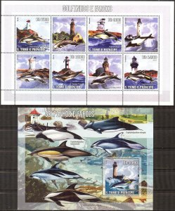 Sao Tome and Principe 2006 Architecture Lighthouses Dolphins sheet + S/S MNH