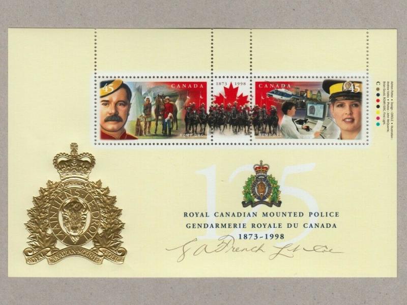 RCMP = POLICE = Embossed SS of 2 with SIGNATURE Overprint Canada 1998 #1737c MNH