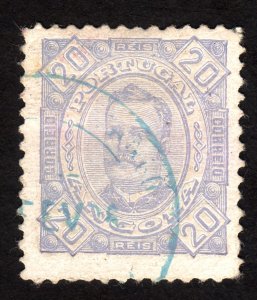 1894, Angola 20R, Used, Sc 28, Blue cancel