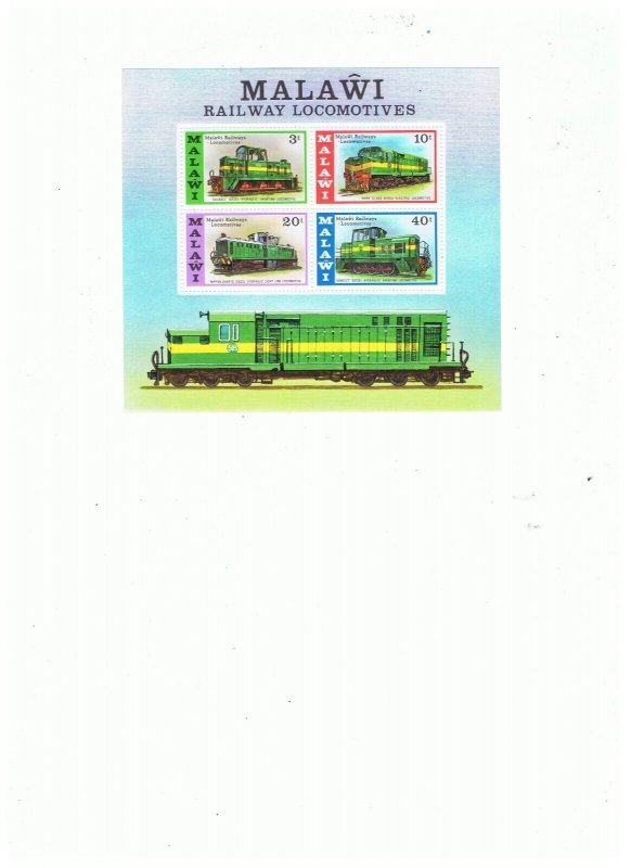 Lot of 10 Malawi souvenir sheets Railway Locomotives  1976  Scott #292A mnh