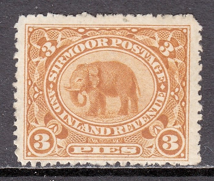 India (Sirmoor) - Scott #11 - MH - Disturbed gum - SCV $5.45