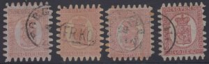 FINLAND 1866-74 issue Scott 10 (2x), 10B & 10D SHADES USED SCV$345.00+