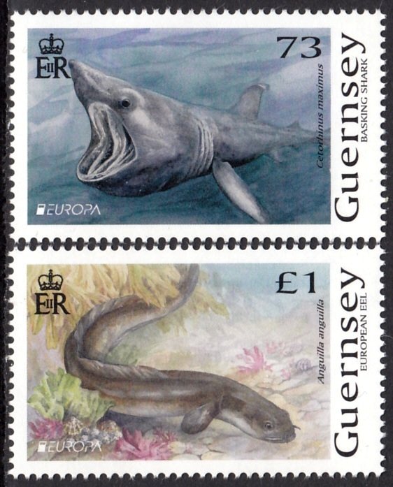 GUERNSEY 2021 EUROPA CEPT FISH SHARK EEL MARINE FAUNA