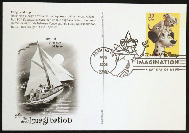 U.S. Used #UX535 - UX538 27c Disney Imagination Set of 4 First Day Postal Cards