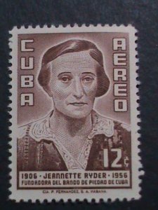 ​CUBA 1957 SC#C163  JEANETTERYDER MINT VERY FINE 65 YEARS OLD STAMP