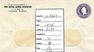 Scott# U436f      D147   UPSS#2598   US envelope.