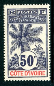 French Colonies 1906 Ivory Coast 50¢ Deep Violet  Scott #32 Mint G394