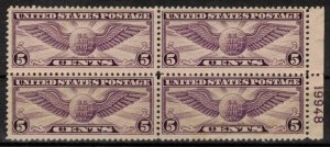 USA - Air Mail - Scott C12 Block MNH w/ Plate No (M)