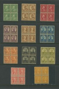 1923 United States Postage Stamps #581-591 Mint VF Blocks of 4 Set