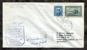 h200 - Canada VANCOUVER 1949 First Flight Cover to AUSTRALIA