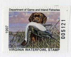 US STATE DUCK STAMP VIRGINIA 1997 SCV $10.00 BIN $4.50