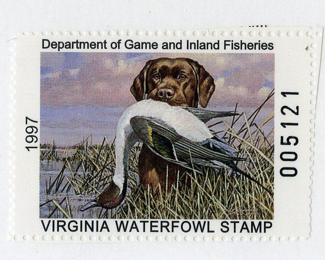 US STATE DUCK STAMP VIRGINIA 1997 SCV $10.00 BIN $4.50