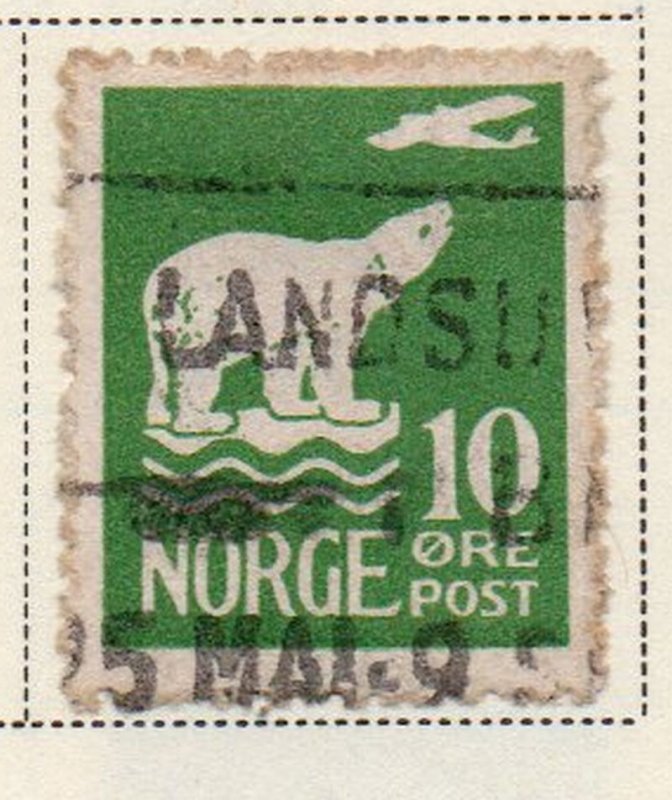 Norway Sc 107 1925 10 ore Polar Bear & Plane Amundsen's Flight stamp used